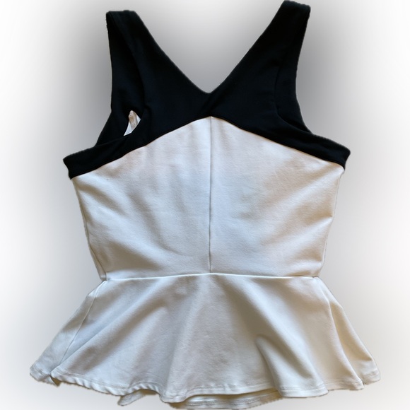 Black and White BeBe Peplum Top - Picture 2 of 5